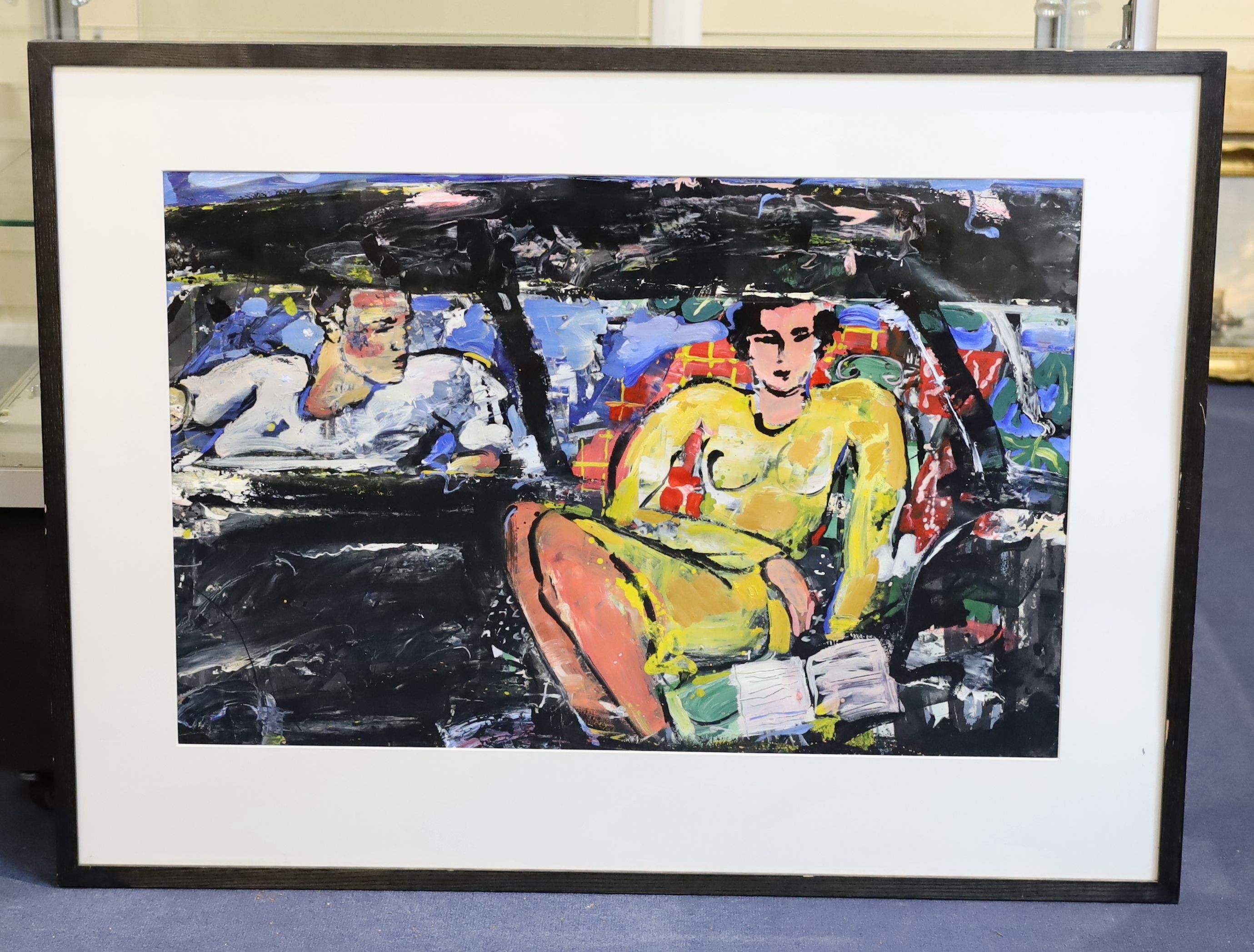 Peter McClaren (Scottish, 1964-), 'Matisse, woman in car', oil on paper, 58 x 88cm.